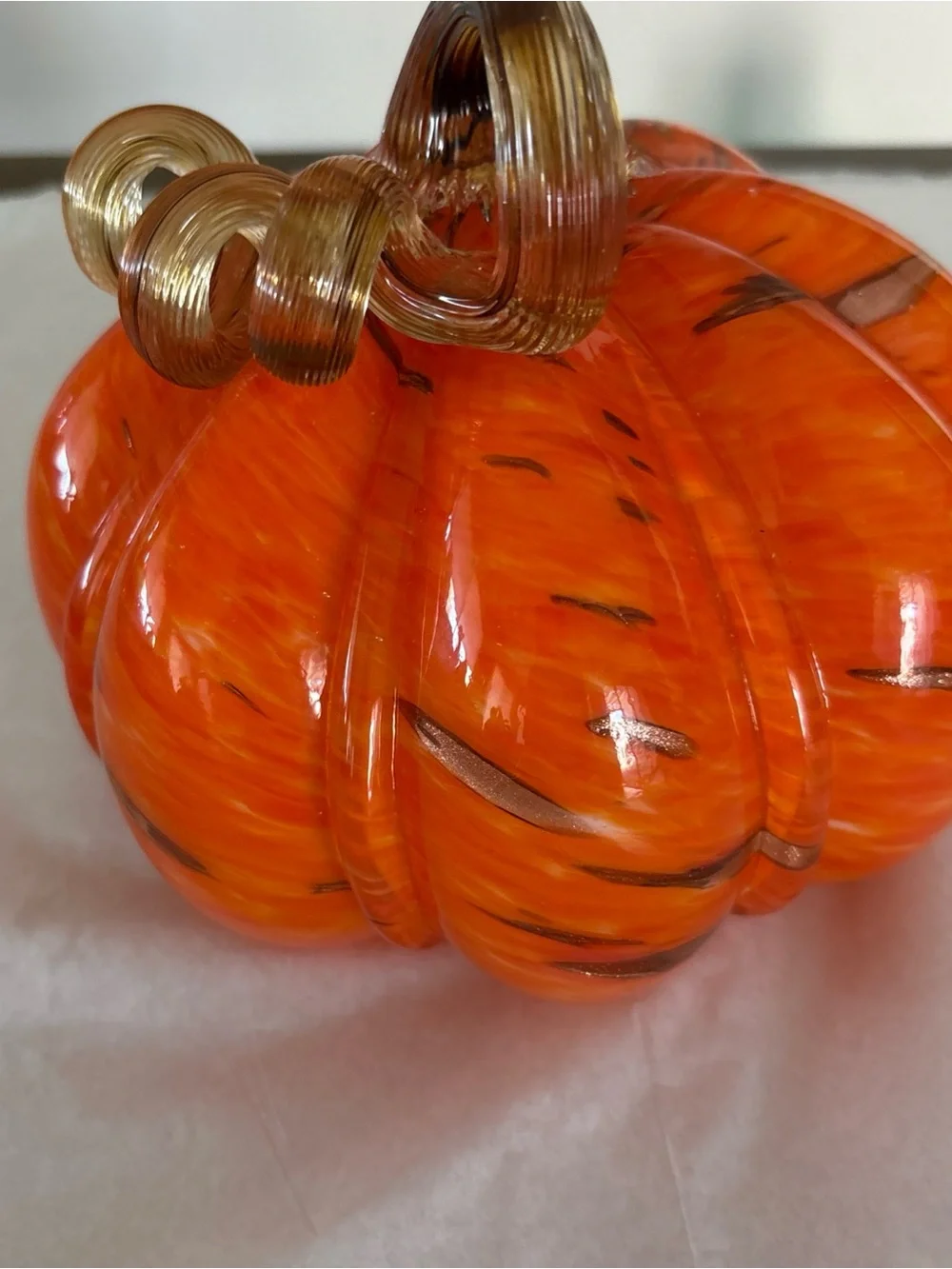 Martha Stewart Handblown Glass Multi-colored Pumpkin  Beautiful colors of orange